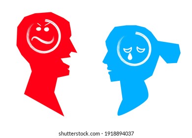 Toxic relationship, angry guy and sad girl, unpleasant conversation