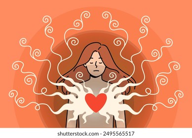 Toxic relationships cause stress in woman and pain in heart, due to problems with boyfriend who uses psychological violence. Problem of toxic relationships in life of girl with mental disorder