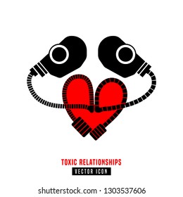 Toxic relationships sign. Editable isolated vector illustration in black and red color. Communication, psychology, people behavior concept useful for pictogram, logotype, icon, symbol or poster design
