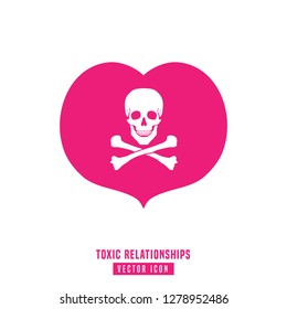 Toxic relationships sign. Editable vector illustration in pink and white color. Communication, psychology and people behavior concept useful for pictogram, logotype, icon, symbol or poster design.