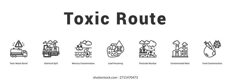 Toxic Route Modern and clean web banner illustration featuring thematic icons for visual communication