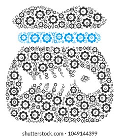 Toxic Rubbish collage of vector gears. Vector gearwheel items are composed into toxic rubbish figure.