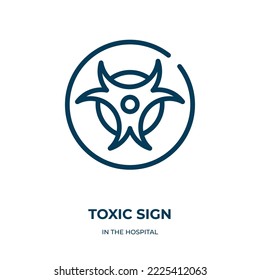 Symbol für toxisches Zeichen. Lineare Vektorgrafik aus der Krankenhaussammlung. Umriss toxischer Zeichen Symbol-Vektorgrafik. Dünnliniensymbol für Web- und mobile Apps, Logo, Printmedien.