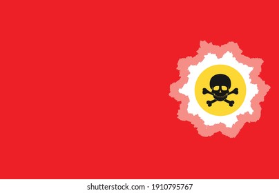 Toxic sign, symbol of biological threat alert on red background.Vector illustration.