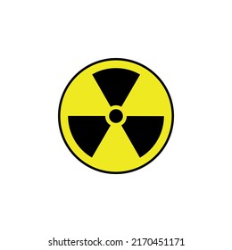 Toxic sign, symbol. Warning radioactive zone graphic vector. Icon flat style modern design Isolated on Blank Background. Vector illustration of chemical. Radioactive warning yellow circle sign