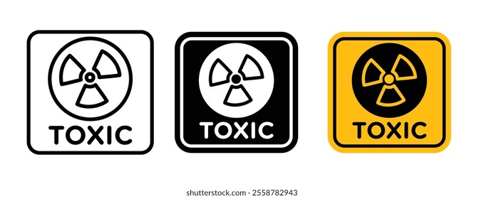 Toxic sign vector set in black and yellow
