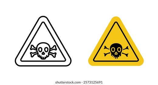 Toxic signs vectors set in black and red colors on white background.