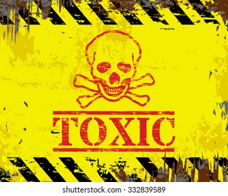 Toxic skull and crossbones grungy enamel metal sign
