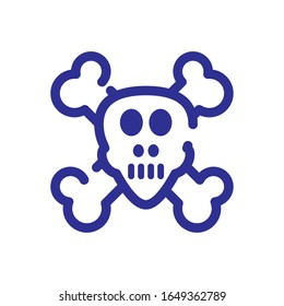 toxic skull icon over white background, thick line style, vector illustration