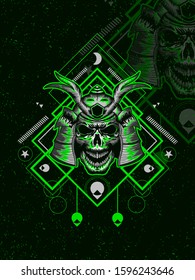 toxic skull samurai illustration design vector