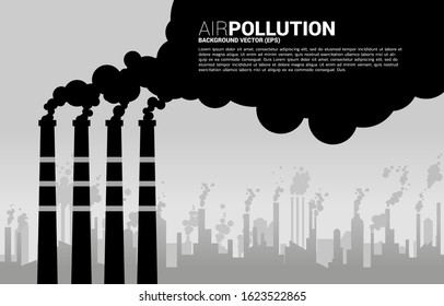 Toxic Smoke from factory chimney and industrial building background. Concept for Air pollution and environment crisis.