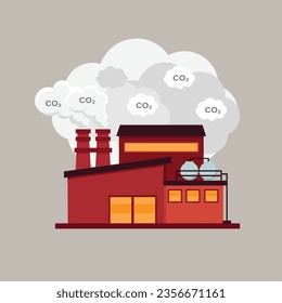 Toxic smoke from industrial factory floating in the air. Air pollution problem vector illustration.