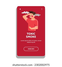 toxic smoke vector. cigarette fog, steam cloud, effect dust, black smog, magic light toxic smoke web flat cartoon illustration