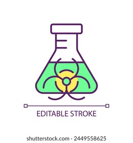 Toxic solvent RGB color icon. Harmful substance. Ecological damage, hazardous materials. Environmental toxins. Isolated vector illustration. Simple filled line drawing. Editable stroke