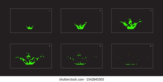 toxic splash special effect animation frames sprite sheet. toxic burst effect for animation, games, cartoon or something else.