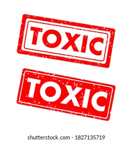 toxic square rubber seal stamp on white background