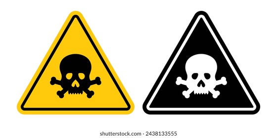 Toxic Substance Caution Sign. Hazard of Poisonous Chemicals. Skull and Crossbones Warning.