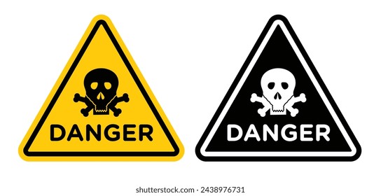 Toxic Substance Hazard Sign. Skull and Poison Warning. Chemical Danger Alert Icon