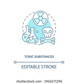 Toxic substances concept icon. E-waste component idea thin line illustration. Chemical contamination. Hazardous wastes management. Vector isolated outline RGB color drawing. Editable stroke