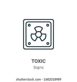 Icono de vector de contorno de símbolo tóxico. Icono de símbolo tóxico negro de línea delgada, ilustración de elemento simple vector plano de signos editables concepto de trazo aislado sobre fondo blanco