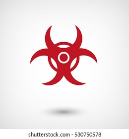 Toxic symbol - red vector  icon with shadow