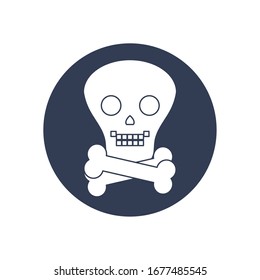 toxic symbol of skull and crossbones over white background, block style, vector illustration