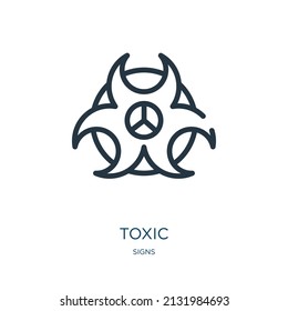 toxic symbol thin line icon. toxic, poison linear icons from signs concept isolated outline sign. Vector illustration symbol element for web design and apps.