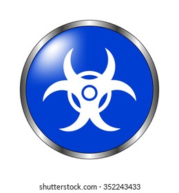 Toxic symbol - vector icon on the blue button