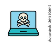 Toxic threat on open laptop screen. Icon Symbol Illustration