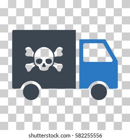 Toxic Transportation Car vector pictogram. Illustration style is a flat iconic bicolor smooth blue symbol on a transparent background.