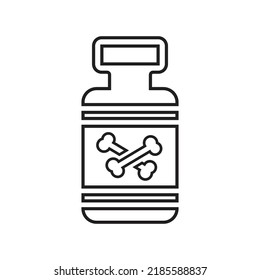 Toxic, vial, poison outline icon. Line art vector.