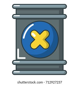 Toxic waste barrel container icon. Cartoon illustration of toxic waste container vector icon for web