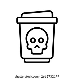 Toxic Waste Bin Vector Outline Icon. EPS 10 File