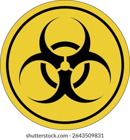 Toxic waste. Biohazard. Yellow circle sticker. Warning icon. Sign yellow. Circle label.