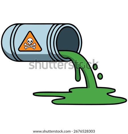 Toxic waste flowing through pipe isolated vector illustration on white background