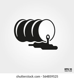 Toxic Waste Icon. Leaking Oil Barrel Symbol. EPS 10 Vector.