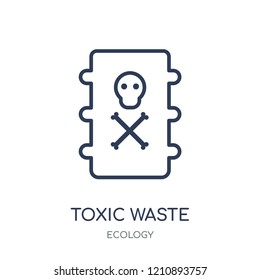Toxic waste icon. Toxic waste linear symbol design from Ecology collection. Simple outline element vector illustration on white background.