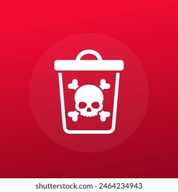 toxic waste icon with a trash bin and skull