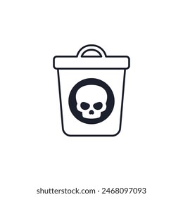 toxic waste icon with a trash bin on white