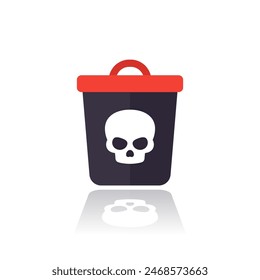 Toxic waste icon with a trash bin