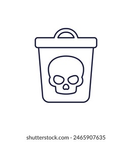 toxic waste line icon with a trash bin