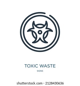 toxic waste thin line icon. dangerous, toxic linear icons from signs concept isolated outline sign. Vector illustration symbol element for web design and apps.