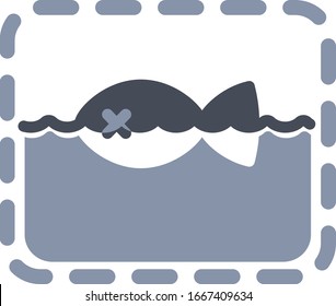 Toxic wastes destroying our world oceans, earth and animality (fish). Blue, gray and white icon with ecological problem symbol flat isolated vector illustration.  Environmental protection.