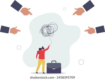 Toxic work, abuse or bullying colleagues, bad culture make exhausted depressed employee,flat vector illustration.