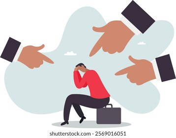 Toxic work, abuse or bullying colleagues, bad culture make exhausted depressed employee, fear of failure and responsibility,business concept.flat character.