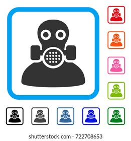 Toxic Work icon. Flat iconic symbol inside a rounded squared frame. Black, gray, green, blue, red, orange color variants of Toxic Work vector. Designed for web and app user interface.