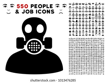 Toxic Work pictograph with 550 bonus pity and glad jobs images. Vector illustration style is flat black iconic symbols.