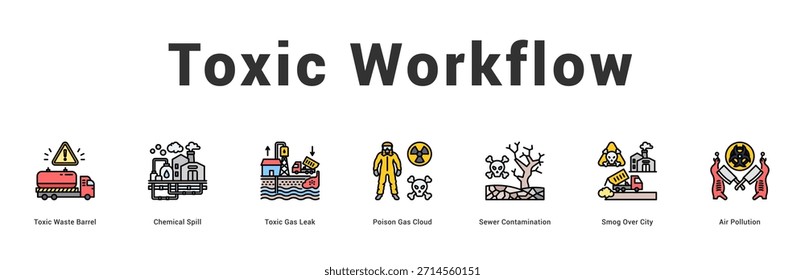 Ilustración de Anuncio de Web moderno y limpio con iconos temáticos para la comunicación visual