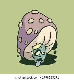 Toxic zombie mushroom cartoon illustration. You can use this design for stickers, clothing designs, labels, product mascots or your other creative products. Editable vector eps 10.