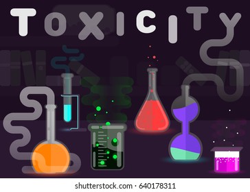 Toxicity sign, toxic chemicals flat style vector illustration